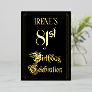 81st Birthday Party — Fancy Script & Custom Name Foil Invitation