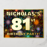 [ Thumbnail: 81st Birthday Party — Fun, Colorful Fireworks Look Invitation ]