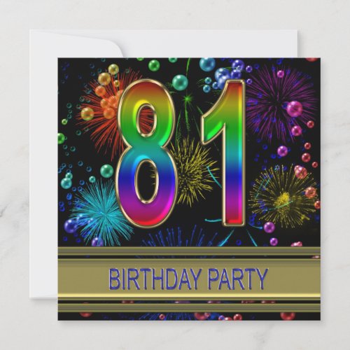 81st Birthday party Invitation with bubbles