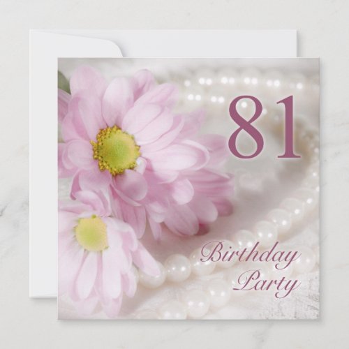 81st Birthday party invitation with daisies