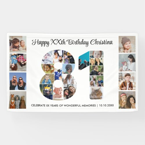 81st Birthday Party Number 81 Photo Collage Banner