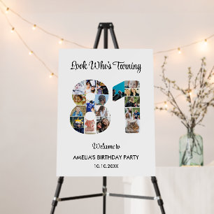 81st Birthday Party Number 81 Photo Collage Foam Board