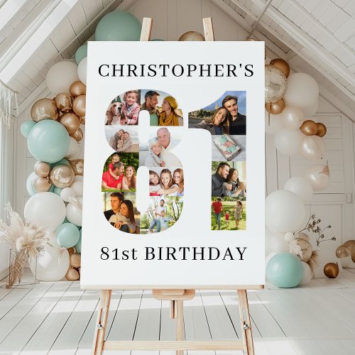 81st Birthday Photo Collage Number 81 Personalized Foam Board