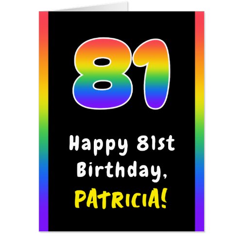 81st Birthday Rainbow Spectrum  81 Custom Name Card