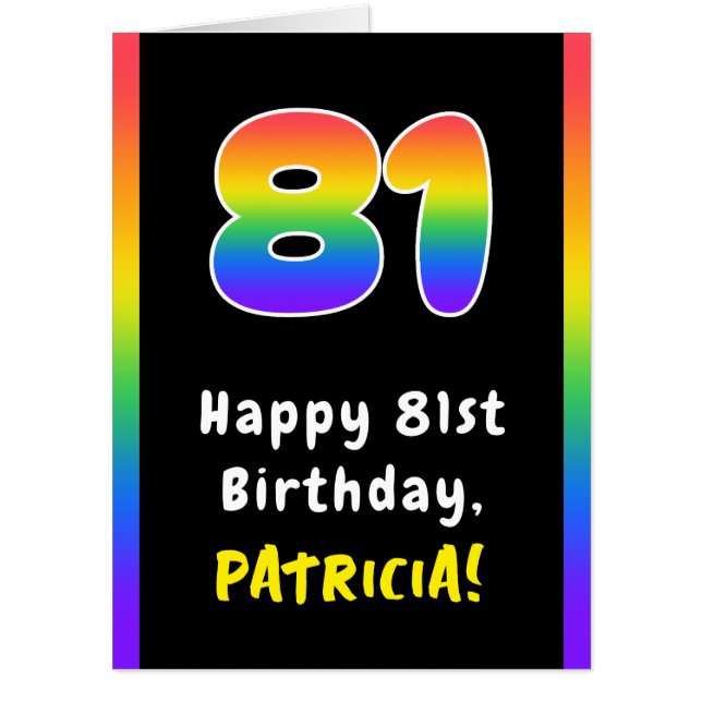 81st Birthday: Rainbow Spectrum # 81, Custom Name Card (Front)