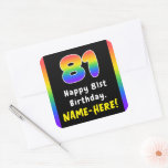 [ Thumbnail: 81st Birthday: Rainbow Spectrum # 81, Custom Name Sticker ]