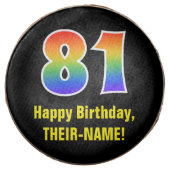 81st Birthday - Rainbow Spectrum Pattern Number 81 Chocolate Covered Oreo (Front)