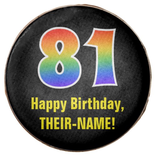 81st Birthday _ Rainbow Spectrum Pattern Number 81 Chocolate Covered Oreo