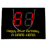 [ Thumbnail: 81st Birthday: Red Digital Clock Style "81" + Name Gift Bag ]