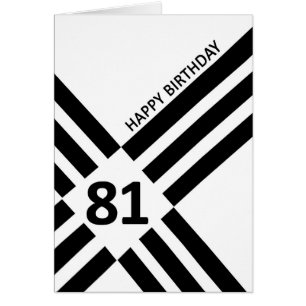 81st Diagonal Black Line Design Birthday Cards