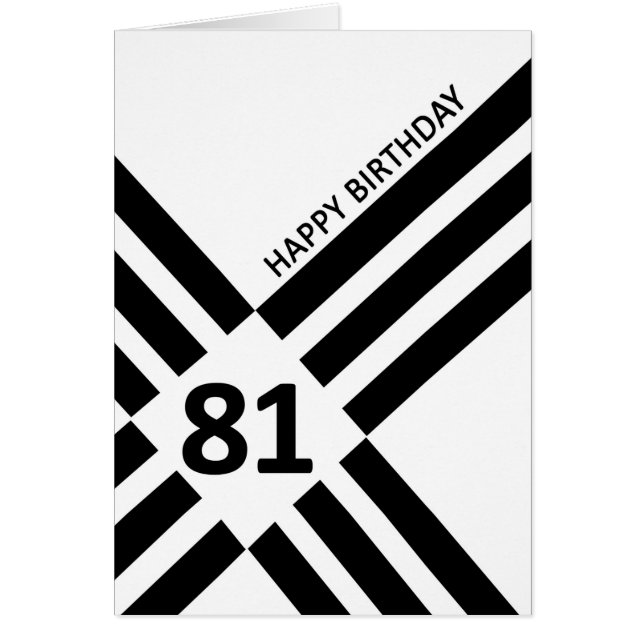 81st Diagonal Black Line Design Birthday Cards (Front)