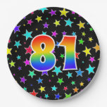 [ Thumbnail: 81st Event: Bold, Fun, Colorful Rainbow 81 Paper Plates ]