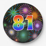 [ Thumbnail: 81st Event - Fun, Colorful, Bold, Rainbow 81 Paper Plates ]