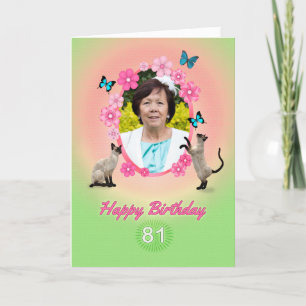 81st photo card with cats and butterflies,