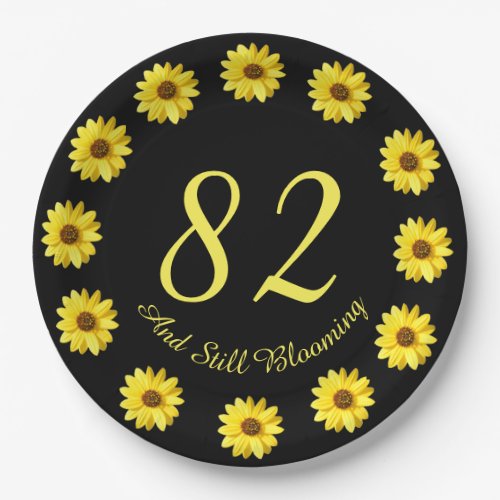 82 and Still Blooming 82nd Birthday Paper Plate
