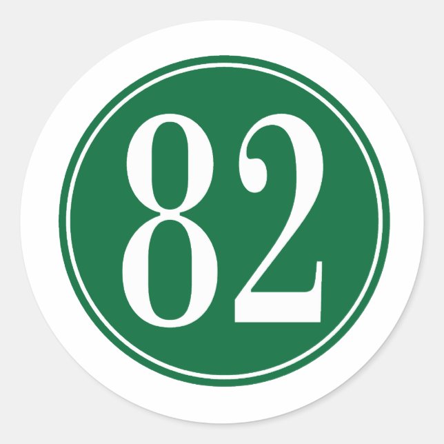 #82 Green Circle Classic Round Sticker (Front)