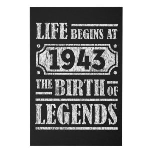 82 Year Old 1943 Birth Of Legend 82nd Birthday Faux Canvas Print