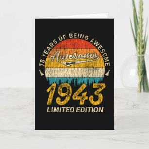 82 Year Old 1943 Retro Awesome 82nd Birthday Gift Card