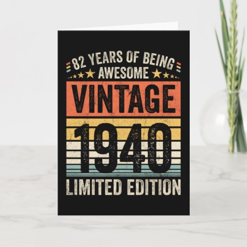 82 Years Of Being Awesome Vintage 1940 Card