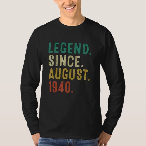 82 Years Old Legend Since August 1940 82nd Birthda T_Shirt