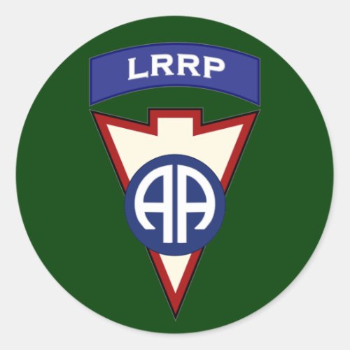 82d Airborne LRRP Recondo pocket patch Classic Round Sticker