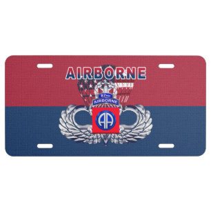 82nd Abn Div Jump Wings Patch Colors License Plate