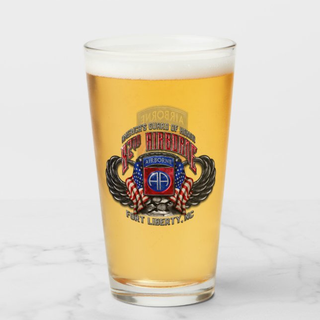 82nd Airborne 16 oz Pint Glass (Front Filled)