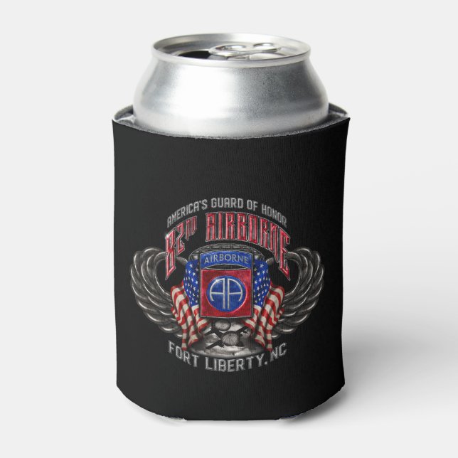 82nd Airborne Black Can Cooler (Can Front)