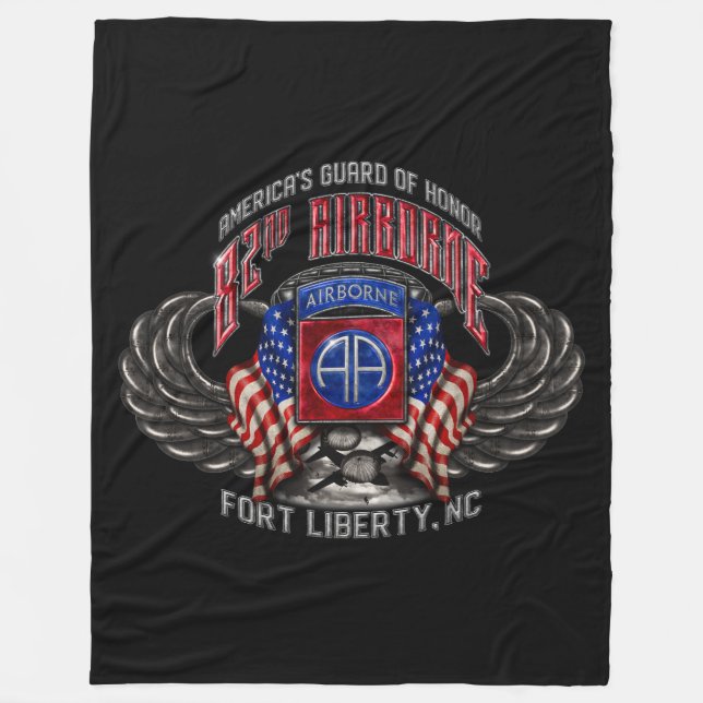 82nd Airborne Black Fleece Blanket (Front)