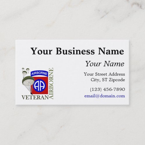 82nd Airborne Business Card