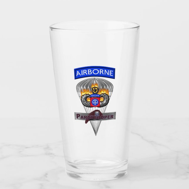 82nd AIRBORNE Customized Flaming Wings Glass (Front)
