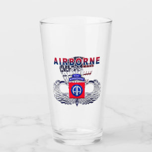 82nd Airborne Div American Flag Jump Wings Glass