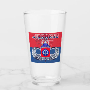 82nd Airborne Div Colors & American Flag Jump Wing Glass