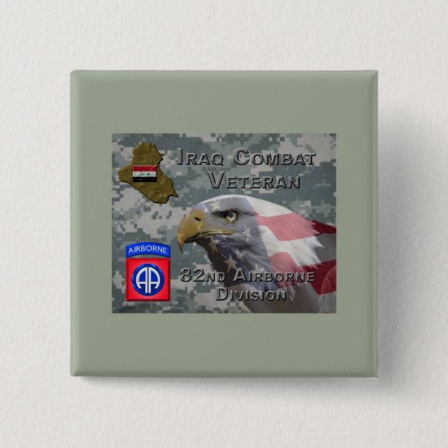 82nd Airborne Div Iraq Combat Veteran Button (Front)