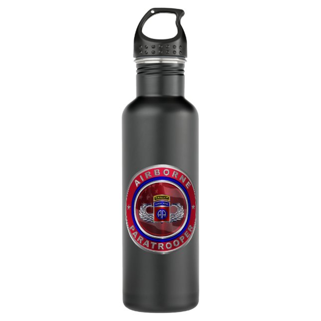 82nd Airborne Division “AIRBORNE RANGER” Stainless Steel Water Bottle (Front)