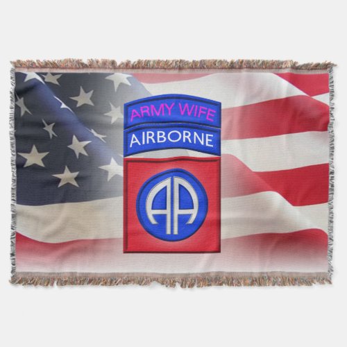 82nd Airborne Division Airborne Wife Throw Blanket