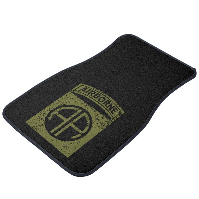 82nd Airborne Division "All American" Distressed Car Floor Mat (Angled)