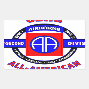 82ND AIRBORNE DIVISION "ALL AMERICAN" DIVISION RECTANGULAR STICKER