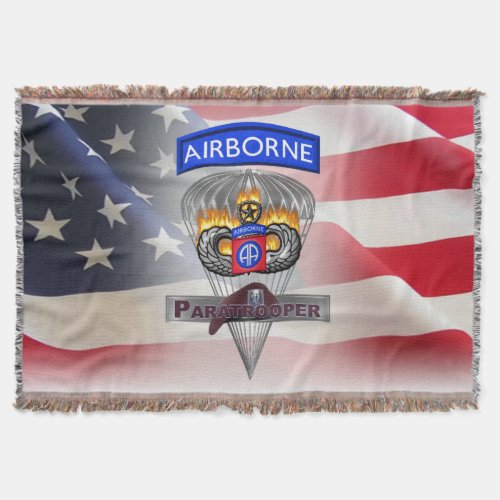 82nd Airborne Division All American Paratrooper Throw Blanket