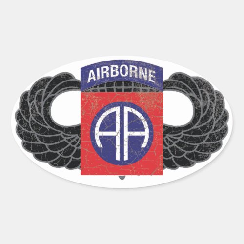 82nd Airborne Division All American _ RUSTIC Oval Sticker