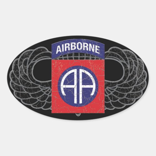 82nd Airborne Division All American _ RUSTIC Oval Sticker