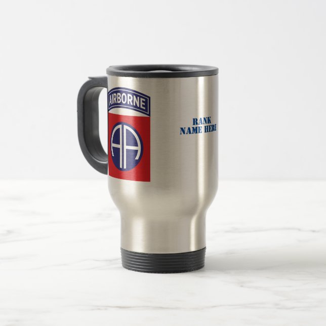 82nd Airborne Division All American Service Badge Travel Mug (Front Left)