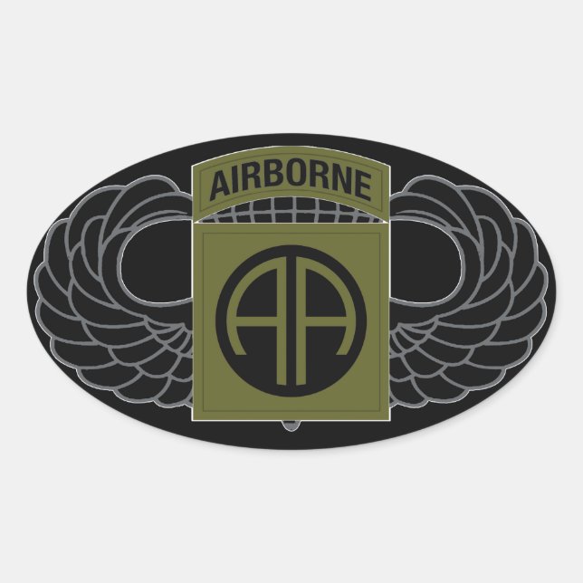 82nd Airborne Division "All American" - SUBDUED Oval Sticker (Front)