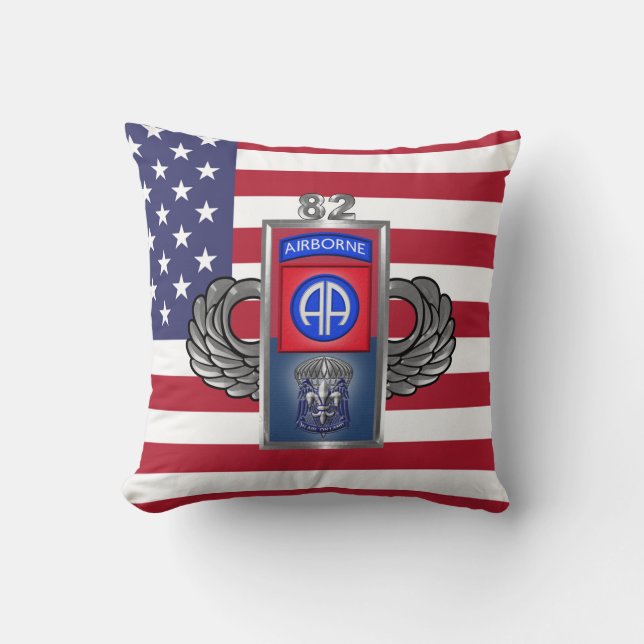 82nd Airborne Division “All The Way” Throw Pillow (Front)