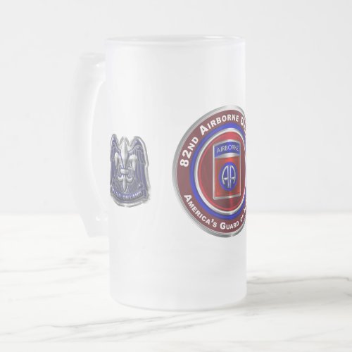 82nd Airborne Division Americas Guardian of Honor Frosted Glass Beer Mug