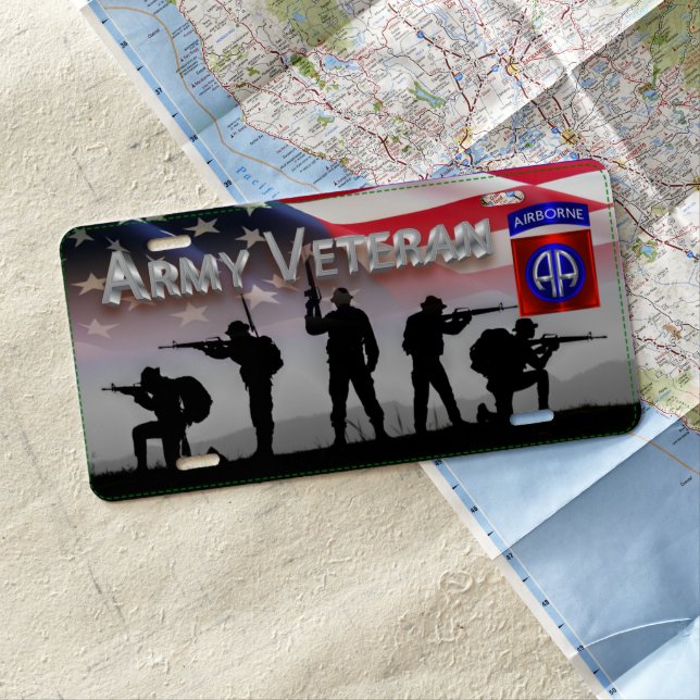 82nd Airborne Division Army Veteran License Plate (In Situ)