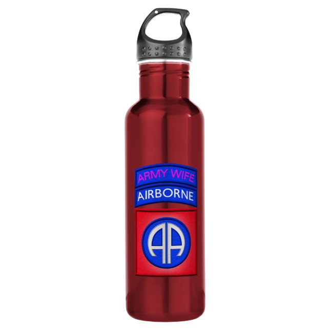 82nd Airborne Division Army Wife  Stainless Steel Water Bottle (Front)