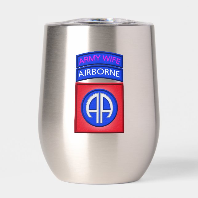 82nd Airborne Division Army Wife Thermal Wine Tumbler (Front)