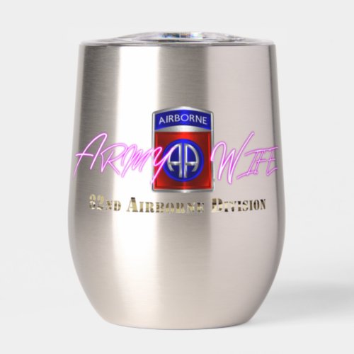 82nd Airborne Division Army Wife Thermal Wine Tumbler
