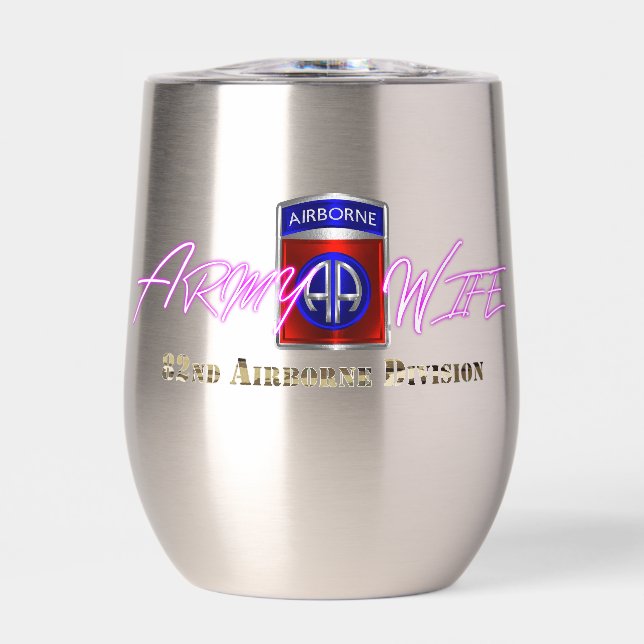 82nd Airborne Division Army Wife Thermal Wine Tumbler (Front)